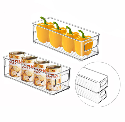 Stackable Refrigerator Organizer Bin Clear Storage Organizer Container Bins for Pantry, Cabinets, Shelves