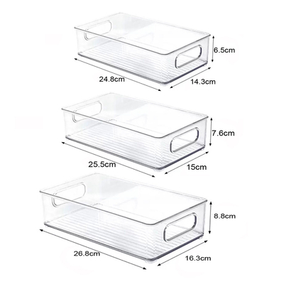 Stackable Refrigerator Organizer Bin Clear Storage Organizer Container Bins for Pantry, Cabinets, Shelves