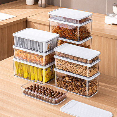 Plastic Storage Bins with lid Clear Pantry Organizer Box Bin Containers for Organizing Household items