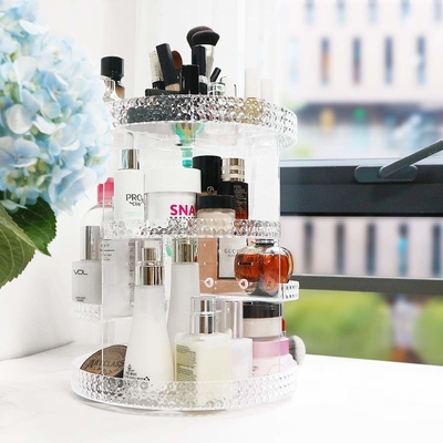 Plus size 360-degree rotating adjustable multi-function makeup storage organizer large capacity cosmetic storage rack