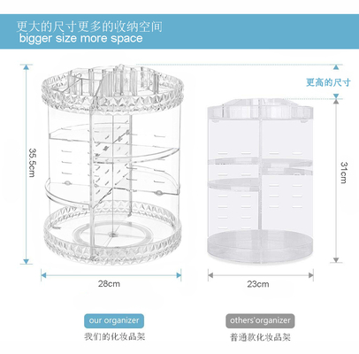 Plus size 360-degree rotating adjustable multi-function makeup storage organizer large capacity cosmetic storage rack