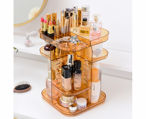 Spinning holder storage rack 360 degree rotation square cosmetic makeup storage organizer for makeup brushes lipsticks