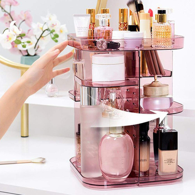 Spinning holder storage rack 360 degree rotation square cosmetic makeup storage organizer for makeup brushes lipsticks