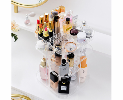 Spinning holder storage rack 360 degree rotation square cosmetic makeup storage organizer for makeup brushes lipsticks