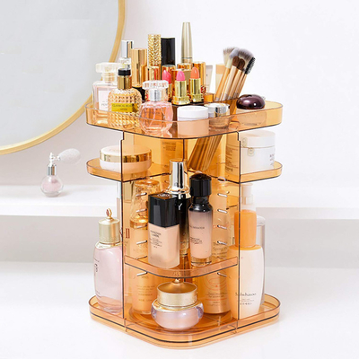 Four layers non-folding cosmetics rack standing type 360 degree rotation makeup organizer