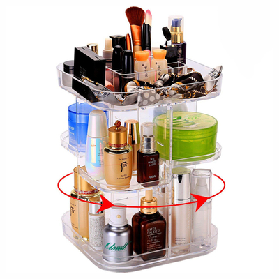Four layers non-folding cosmetics rack standing type 360 degree rotation makeup organizer