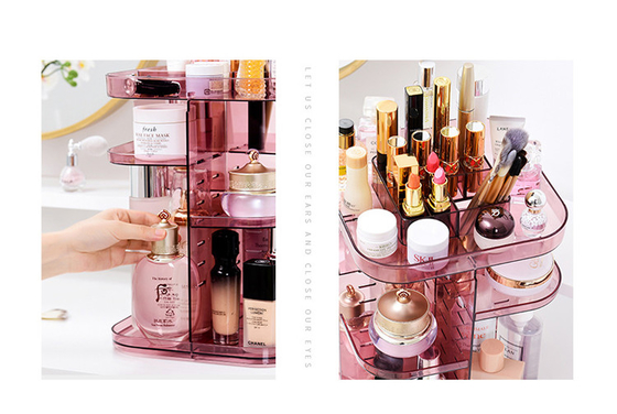 Four layers non-folding cosmetics rack standing type 360 degree rotation makeup organizer
