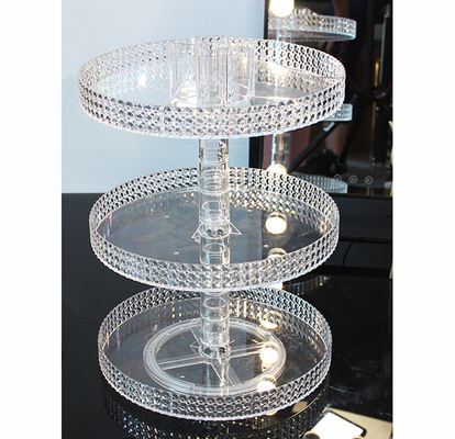 Diamond surface cutting process transparent acrylic cosmetic storage box desktop swivel shelf makeup organizer