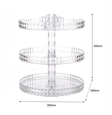 Diamond surface cutting process transparent acrylic cosmetic storage box desktop swivel shelf makeup organizer