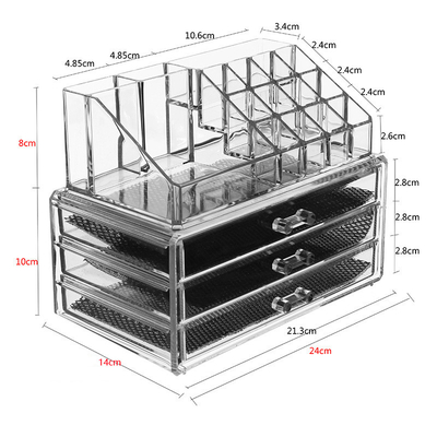 Makeup Organizer Clear Acrylic Cosmetic Storage Drawers Transparent Jewelry Display Box