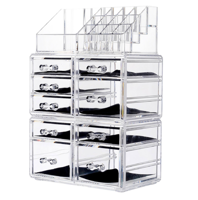 Makeup Organizer Clear Acrylic Cosmetic Storage Drawers Transparent Jewelry Display Box