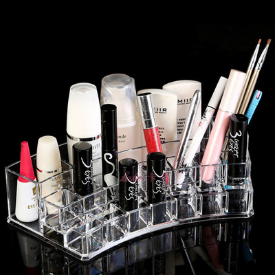 Transparent Cosmetic Makeup Organizer for Lipstick, Brushes Curve Clear Storage Case Display Holder