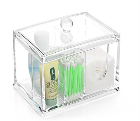 Cotton Pads Holder Makeup Organizer Cosmetics Makeup Cotton Swab Holder Cotton Pads Dispenser, 4 Sections