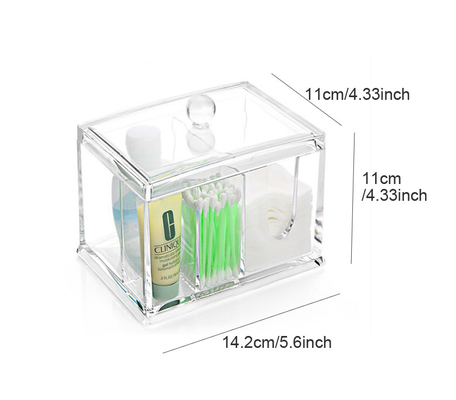 Cotton Pads Holder Makeup Organizer Cosmetics Makeup Cotton Swab Holder Cotton Pads Dispenser, 4 Sections