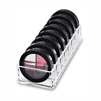 Clear Acrylic Compact Organizer Blushes Highlighters Eyeshadow Makeup Organizer, 8 Spaces