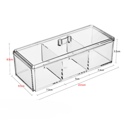 Dustproof Clear Acrylic Cotton Ball & Swab Holder, Cosmetic Organizer Makeup Storage Organizer For Cotton Swabs, Q-Tips,
