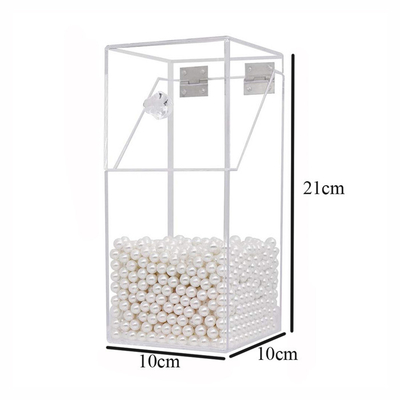Covered Makeup Brush Holder with Dustproof Lid, Pearls Beads, Large Capacity Acrylic Clear Organiser