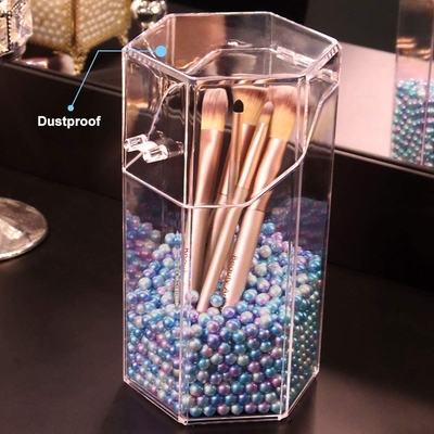 Makeup Brush Holder Dustproof Comestic Brushes Organizer Storage, Hexagon Shaped/Protect Brushes