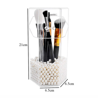 Makeup Brush Holder Dustproof Comestic Brushes Organizer Storage, Hexagon Shaped/Protect Brushes
