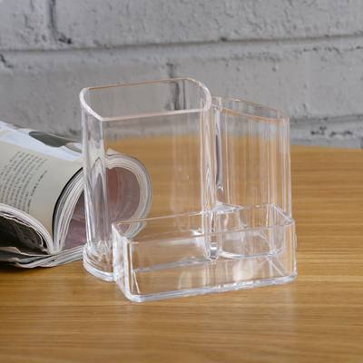 Durable Countertop Makeup Organizer Tray Cosmetic Display Case, 3 Compartments Make Up Brush Holder