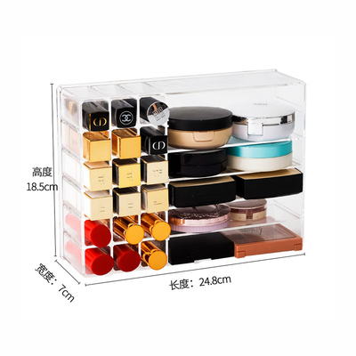 Multifunctional Clear Makeup Organizer Holder Countertop Vanity Storage Stand for Lipstick Eyeshadow Palette Perfume