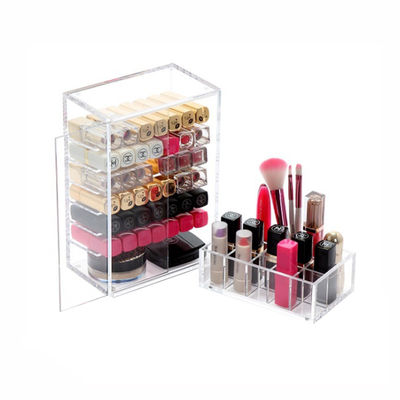Lipstick Holder Acrylic Lipstick Tower Cosmetic Makeup Organizer Display Stand with Door