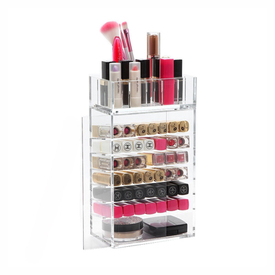 Lipstick Holder Acrylic Lipstick Tower Cosmetic Makeup Organizer Display Stand with Door