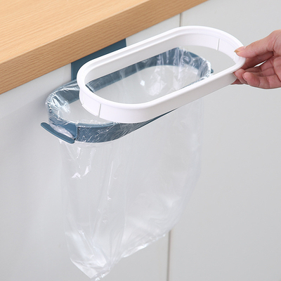 Portable Trash Garbage Bag Holder with Lid Over The Cabinet Plastic Trash Bag Rack Hanging Garbage Bags