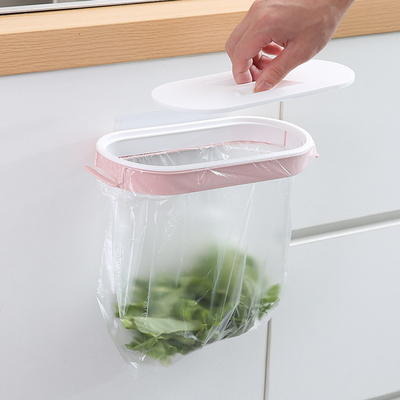 Hanging Trash Garbage Bag Holder, Adhesive Garbage Bag Holder Rack Frame with Cover Trash Bag Hanger Wall mounted