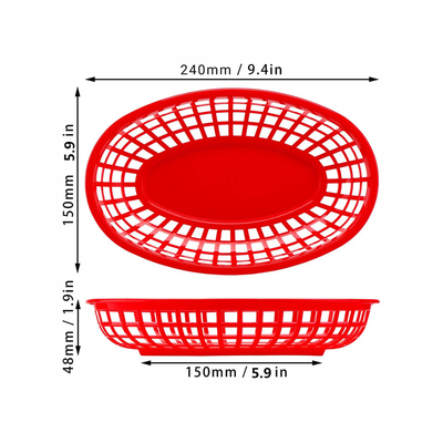 Plastic Fry Fast Food Basket Bread Baskets Oval-Shaped Tray Restaurant Supplies, Deli Serving Bread Basket for Chicken