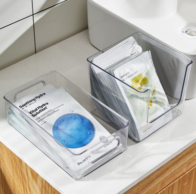 Plastic Open Storage Bins Clear Pantry Organizer Box Bin Containers for Organizing Kitchen Fridge, Food, Snack Pantry