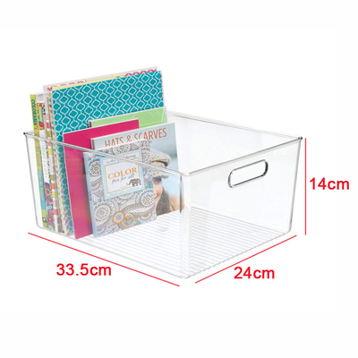 Plastic Clear Storage Bins Pantry Organizer Box Bin Containers for Organizing Kitchen Fridge, Food, Snack Pantry Cabinet