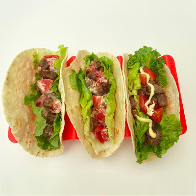 Colorful Taco Holder Taco Tray Plate with Handle Each Can Hold 2 or 3 Tacos, BPA Free PP Material