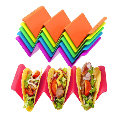 Colorful Taco Holder Taco Tray Plate with Handle Each Can Hold 2 or 3 Tacos, BPA Free PP Material