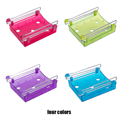Fridge Organizer Space Saver Shelf Plastic Refrigerator Storage Box Freezer Shelf Holder Sliding Drawer