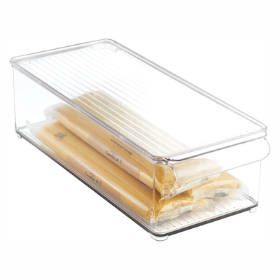 Plastic Food Storage Container Bin with Lid and Handle for Kitchen, Pantry, Cabinet, Fridge, Freezer -Organizer