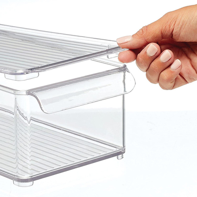 Plastic Food Storage Container Bin with Lid and Handle for Kitchen, Pantry, Cabinet, Fridge, Freezer -Organizer