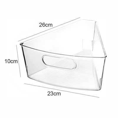 Clear Transparent Fridge Fresh Container Plastic Corner Kitchen Cabinet Lazy Susan Storage Organizer Bins Food Safe
