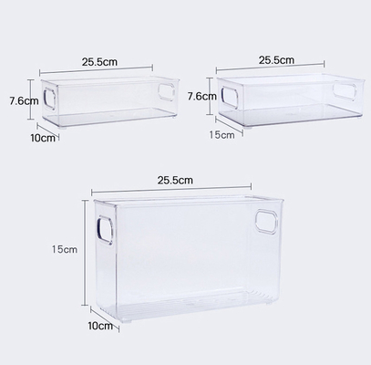 Stackable Refrigerator Organizer Bin Clear Kitchen Organizer Container Bins with Handles for Pantry, Cabinets, Shelves