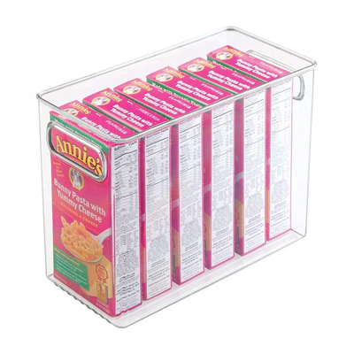 Stackable Refrigerator Organizer Bin Clear Kitchen Organizer Container Bins with Handles for Pantry, Cabinets, Shelves