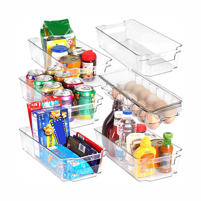 Kitchen Clear Plastic Stackable Storage Bins Refrigerator, Freezer, Pantry & Clothes Organization Container