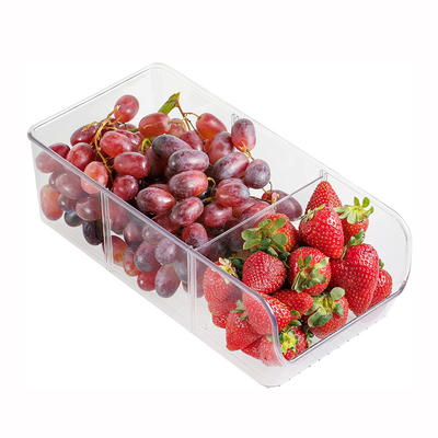 Refrigerator Organizer Bin with Removable Dividers Clear Plastic Storage Bins for Freezer, Kitchen Cabinets