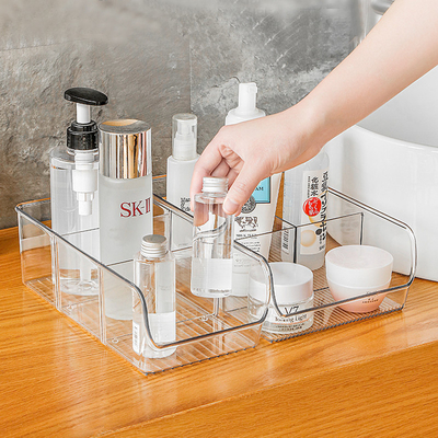 Refrigerator Organizer Bin with Removable Dividers Clear Plastic Storage Bins for Freezer, Kitchen Cabinets