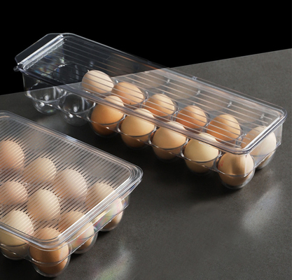 Stackable Refrigerator Egg Bin with Handle and Lid Food Storage Container Organizer for Fridge, Freezer BPA Free