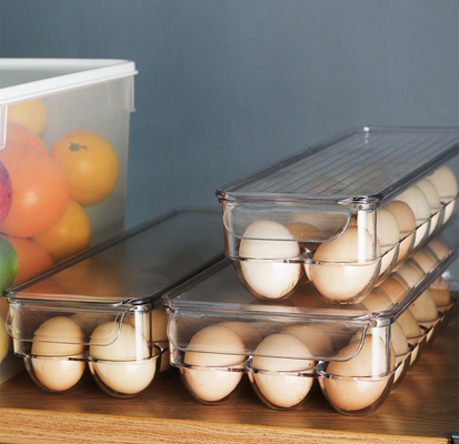 Stackable Refrigerator Egg Bin with Handle and Lid Food Storage Container Organizer for Fridge, Freezer BPA Free
