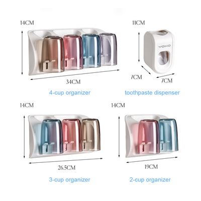 Toothbrush Holder with Toothbrush Dispenser-Multifunctional Wall Mounted Space-Saving Toothpaste Squeezer Kit