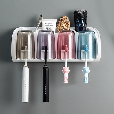 Toothbrush Holder with Toothbrush Dispenser-Multifunctional Wall Mounted Space-Saving Toothpaste Squeezer Kit