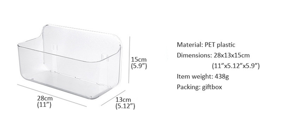 Wall Mount Plastic Home Storage Organizer Holder Non Drilling Basket - Hanging Bin Shelf for Bathroom, Kitchen, Pantry