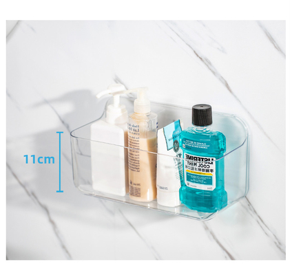 Wall Mount Plastic Home Storage Organizer Holder Non Drilling Basket - Hanging Bin Shelf for Bathroom, Kitchen, Pantry