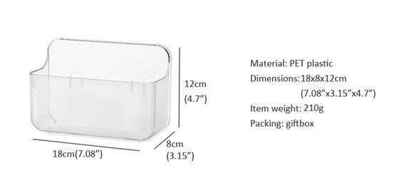 Wall Mount Plastic Storage Caddy Organizer Self Adhesive Non Drilling Basket - Hanging Bin Shelf for Bathroom, Kitchen